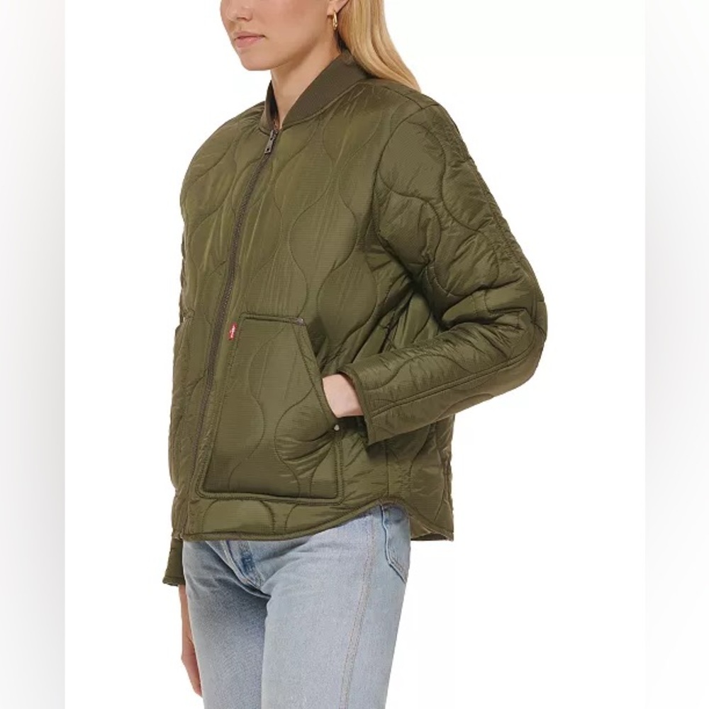 Levi's Quilted Liner Jacket Full zip Lightweight Bomber Green Women's XS NWT